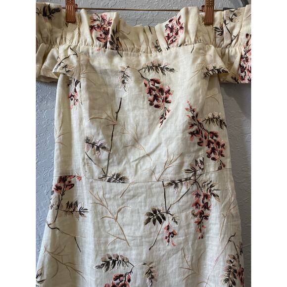 Rebecca Taylor off the shoulder Linen embroidered dress Size 4 NWT - Picture 4 of 13